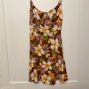 Billabong Brown Dress with Floral Accents